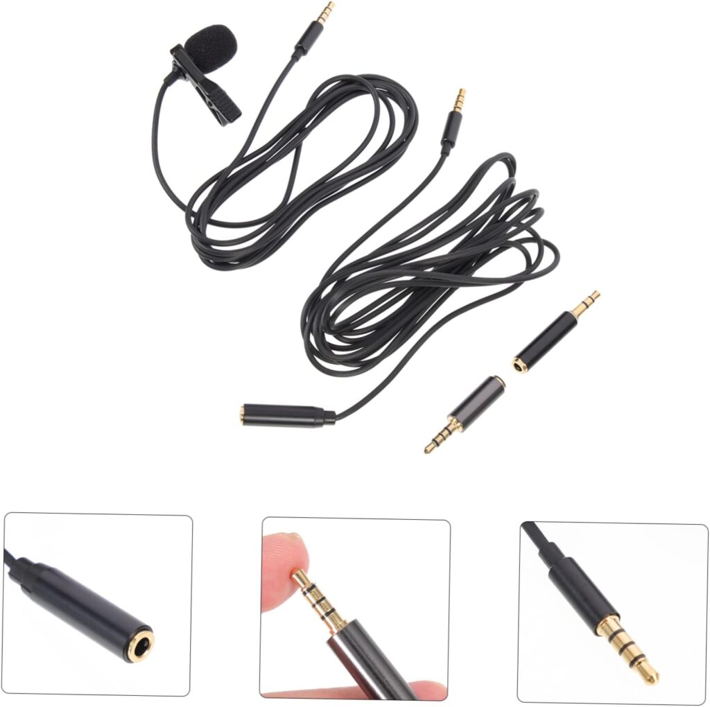 ERINGOGO 6 Sets Microphone Recording Supplies Clip on Omnidirectional Mic Omnidirectional Condenser Mic Tiny Mic Connector Computer Mic Dual Camera Phone Mic Cell Phone Power Supply Metal