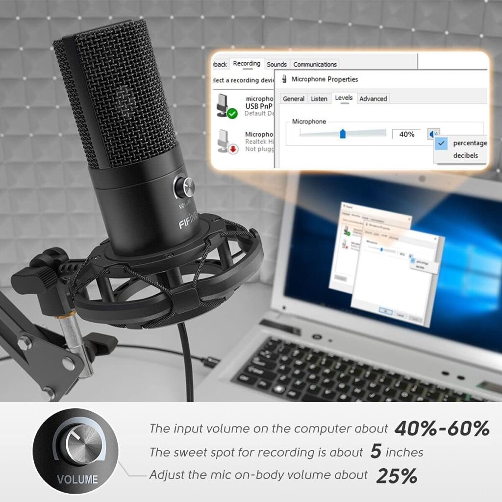 FIFINE Studio Condenser USB Microphone Computer PC Microphone Kit with Adjustable Boom Arm Stand Shock Mount for Instruments Voice Overs Recording Podcasting YouTube Vocal Gaming Streaming-T669