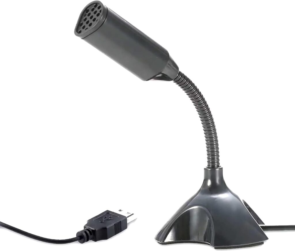 Mini USB Microphone for Desktop Computer and Laptop,Portable USB Condenser Mic With Adjustable Stand,Compatible with PC/Mac,Plug  Play,Ideal for Meeting,Online Class,Games,Remote work(Black)