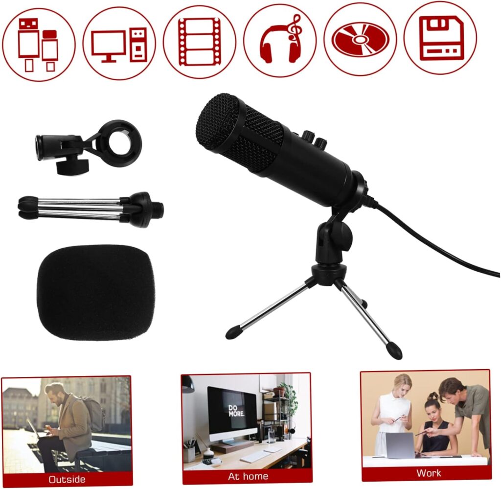 Totority 3pcs Condenser Microphone Computer Recording Condenser mic Home Microphone for Singing Desktop Stand USB mic Computer Recording Condenser Cardioid Mic Meeting Table Alloy Business