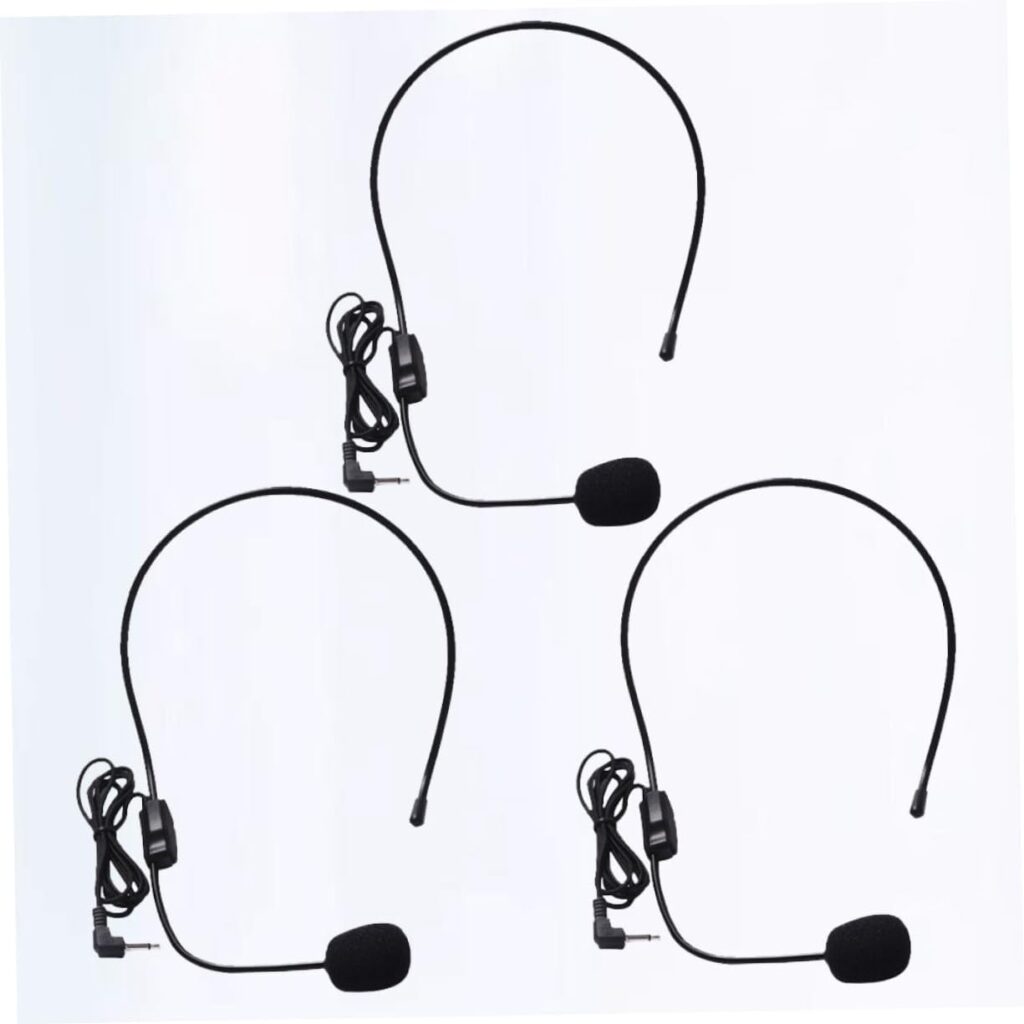 Totority 3pcs Headset Wired Microphone Head Mounted Microphone Headset Condenser Headset Microphone USB Microphone Ear Hook Mic Computer Headphones Voice Amplifier Mic Lightweight Wiring