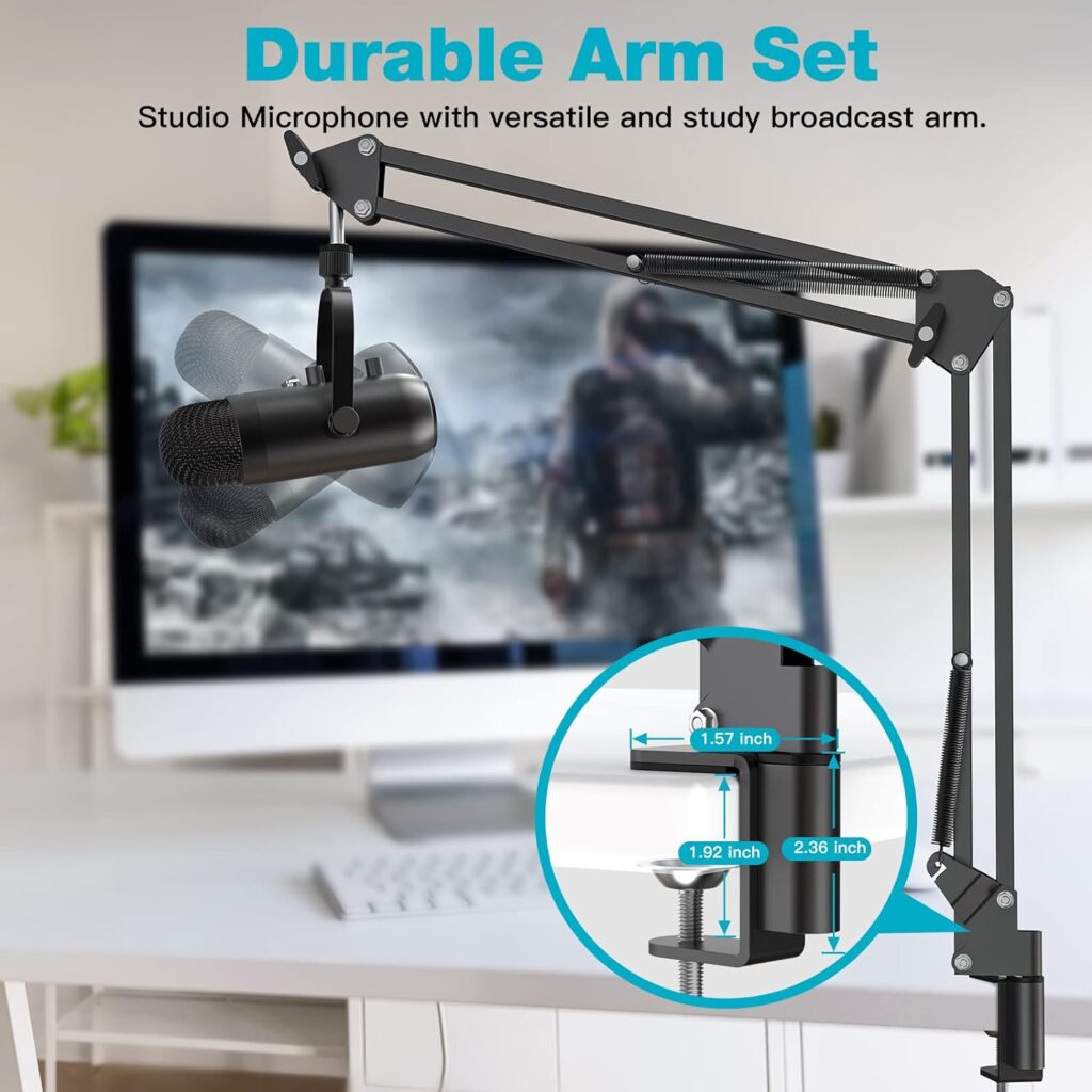 ZealSound Gaming Microphone Kit,Podcast Condenser USB Mic with Boom Arm,Supercardioid Microphone with Mute Button,Echo Volume Gain Knob,Adjust Monitor for Phone PC Computer Tablet Streaming Recording